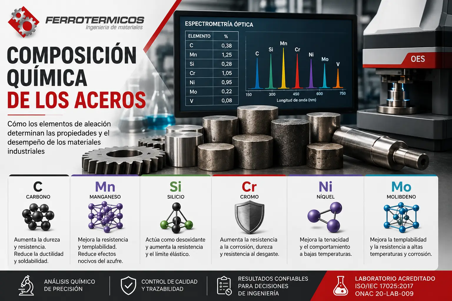 Composición química de los aceros y elementos de aleación